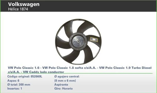 Helice Paleta Vw Polo 0