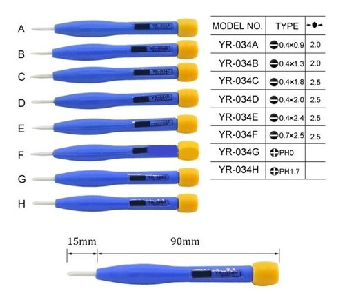 Kit X 8 Destornilladores Anti Estatica Ceramica Plano Cruz 1