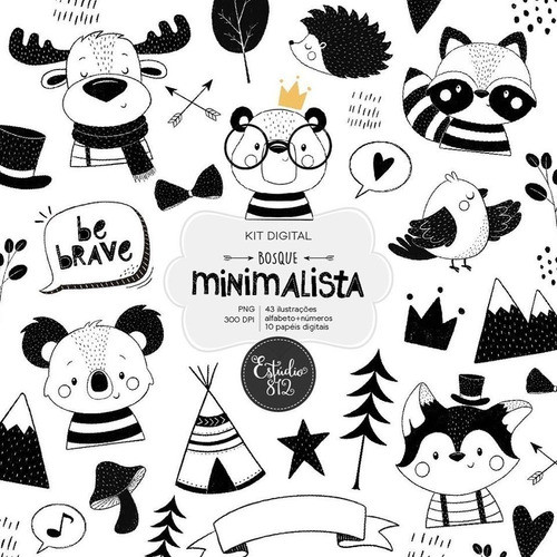 Cliparts Png Papeles Digitales Animales Del Bosque Byn E26 0