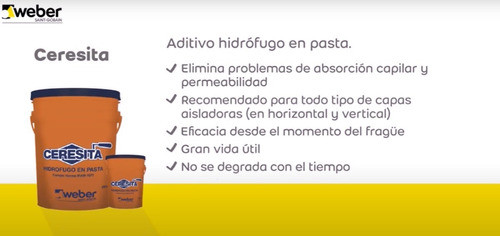 Ceresita Aditivo Hidrofugo 10kg Weber 1