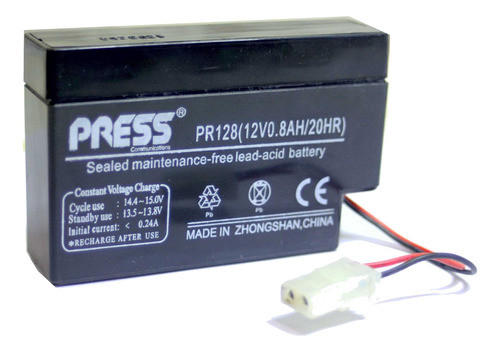 Bateria Gel 12v 0.8a Recargable 0.8ah Conector Hobbies Luces 0
