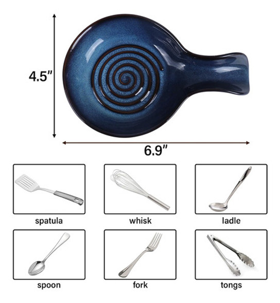 Soporte Para Cucharas Cerámico Resistente Al Calor Azul 1 Soporte Para Cucharas Cerámico Resistente Al Calor Azul 1