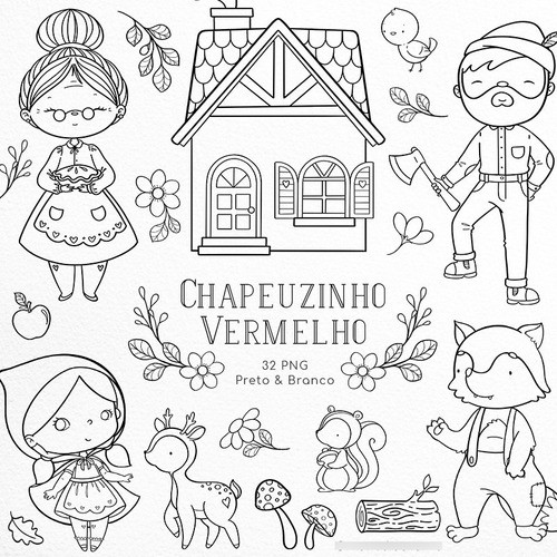 Kit Imagenes Png Cliparts Caperucita Roja Colorear Ni22 0