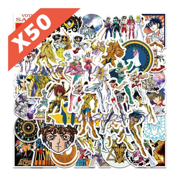 Set De 50 Pegotines Stickers Saint Seiya Caballeros Zodiaco 0