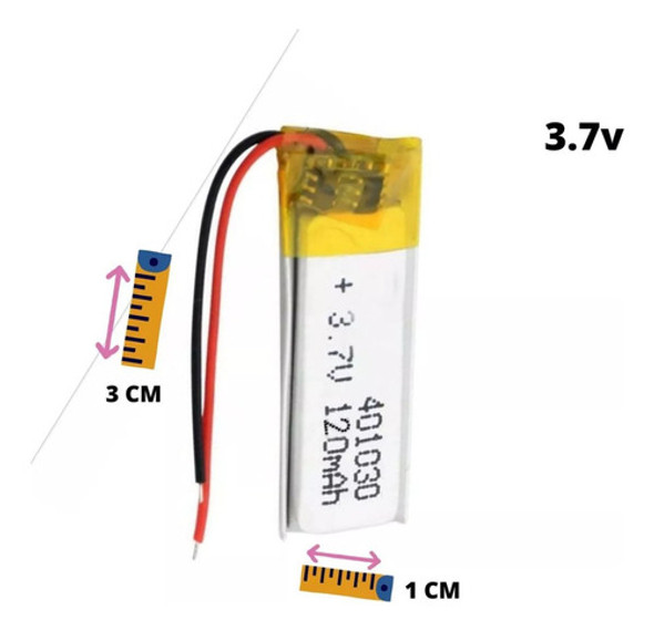Bateria Litio Auricular Dron Parlante 3.7v 120 Mah 401030 1 Bateria Litio Auricular Dron Parlante 3.7v 120 Mah 401030 1
