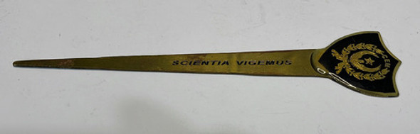 Abridor De Carta Antigo Metal 17,5 Cm Cientia Vigemus Brasão 0
