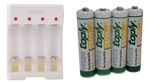 Cargador Noga Ng 5900 Usb + 4 Pilas Aaa Recargables Maxday 0