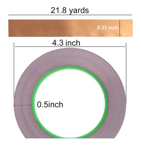Cinta De Cobre 6 X 6mm X 20mt Adhesivo Conductor Hqgoods 1