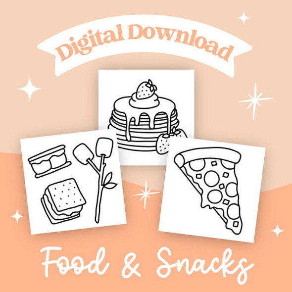 Food And Snacks Coloring Book Libro Para Colorear | Digital 1