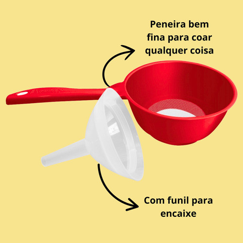 Peneira Coador Com Funil 2x1 Prático Utensilio Cozinha 1
