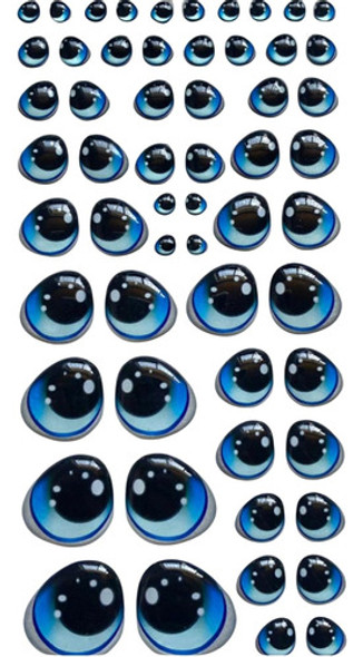 Ojos Autoadhesivos En Azul, 29 Pares, Varios Tamaños 0