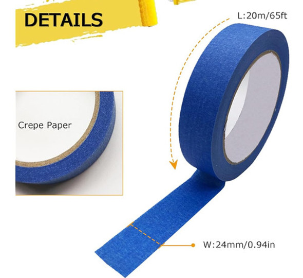 3pcs Premium Blue Painters Tape, Cintas De Pintura, Cinta De 1