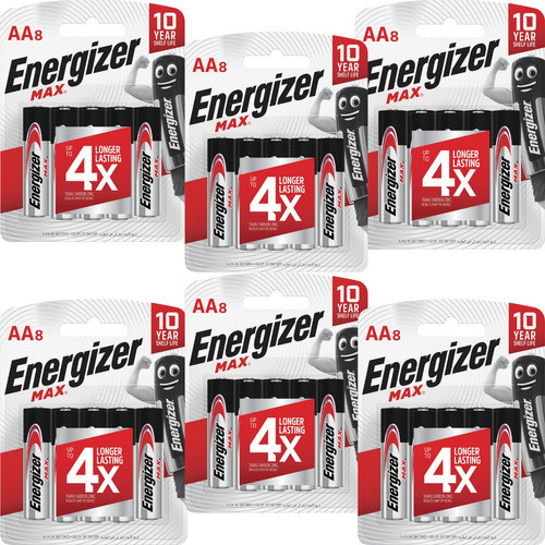 Pilha Alcalina Aa8 Pequena Energizer Max Com 48 Unidades 0
