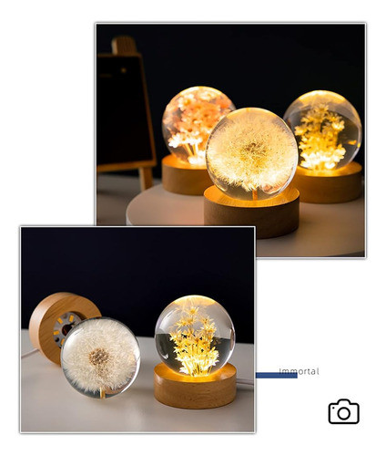 Marzius Flower Crystal Ball Night Light, Lámpara De Noche De 1