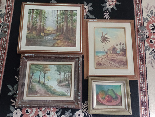 Lote Quadros Óleo Sobre Tela Paisagem Usados 0