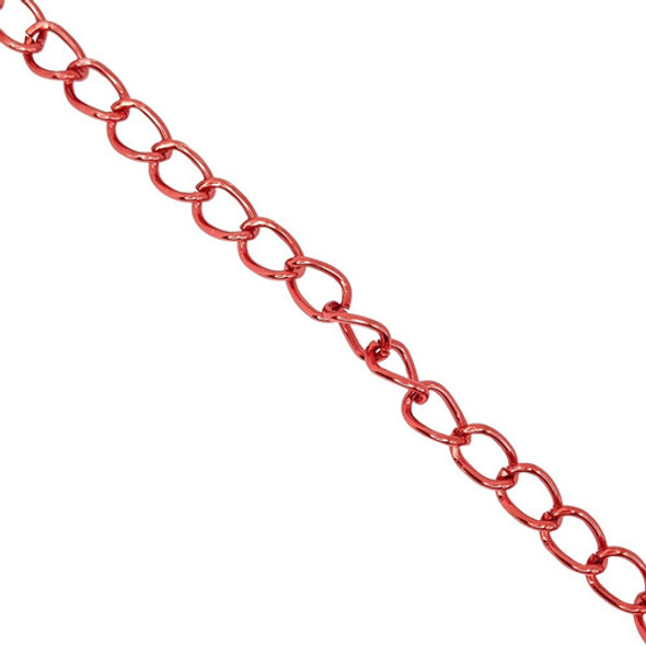 Cadena De Aluminio Eslabones Grandes Color Rojo Metalizado. 0