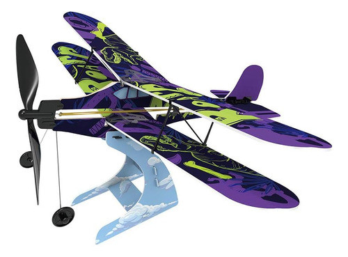 Kit De Avión Biplano De Goma De Playstem Para Proyectos Stem 1