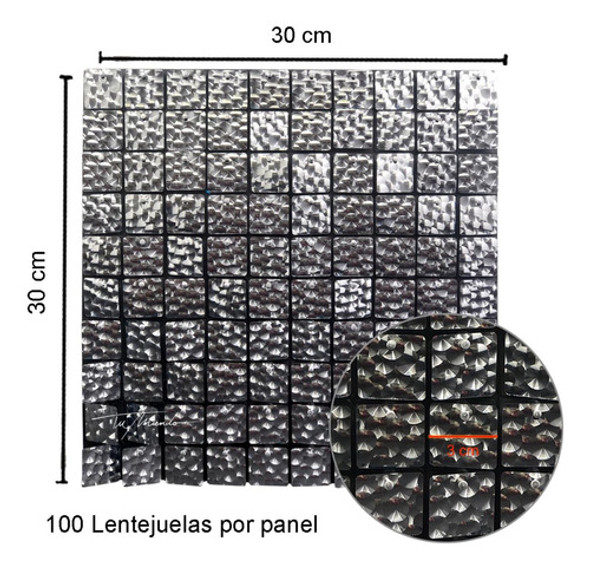 Panel Shimmer Espejos Color Plata Disco Rectangular 30x30cm 1