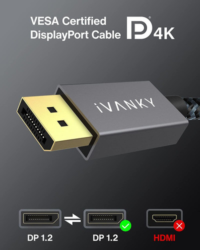 Cable Displayport 1.2 (dp) De 2mt Ivanky 4k 60hz 2k 144hz 1