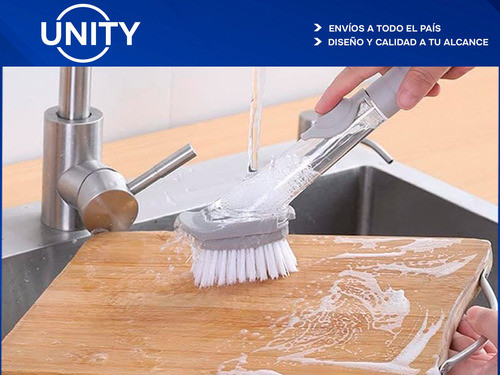 Cepillo Limpiador Lavaplatos Dispenser Detergente Cocina 1