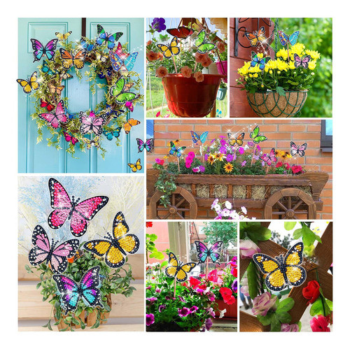 Decoracion De Pintura Por Diamantes, De Mariposas 8 Pcs. 1