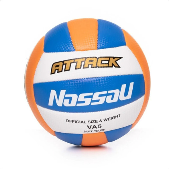 Pelota De Voley N°5 Attack Blanco/naranja/azul Nassau 1