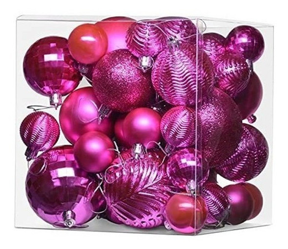 Bolas Para Arbol De Navidad X36u.- 4/6/8cm- Fucsia 1 Bolas Para Arbol De Navidad X36u.- 4/6/8cm- Fucsia 1