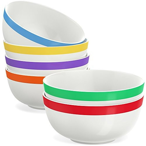 Vremi 17 Oz Tazones De Cerámica Juego De 6 - Porcelana Blanc 0