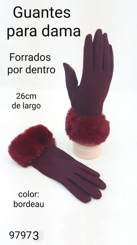 Guantes De Abrigo Para Damas Forrados Por Dentro Bordeau 0