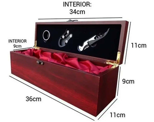 Set De Vino Kit Porta Botella Caja Madera Accesorios Regalo 1