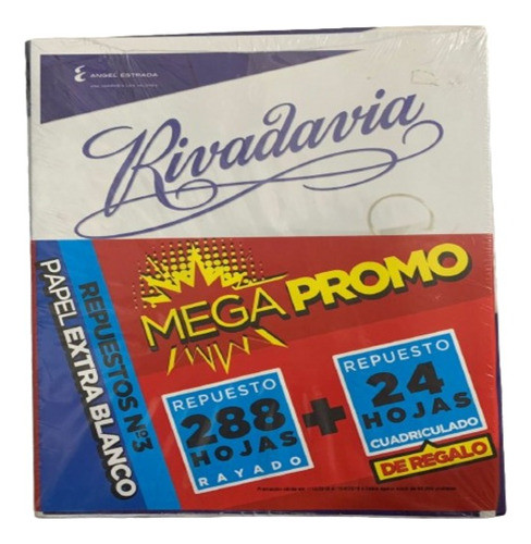 Repuesto Rivadavia 288 Hojas N3 Rayado + 24 Cuadriculadas 0