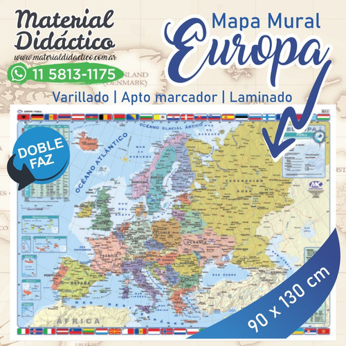 Mapa Europa - Doble Faz | Laminado (90x130 Cm) 1