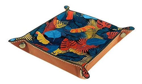 Aisso Colorful Palm Leaves Organizador De Bandejas De Cuero 0