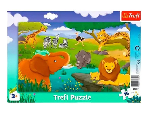 Puzzle De Animales Para Niños Trefl 15 Piezas + Marco Febo 0