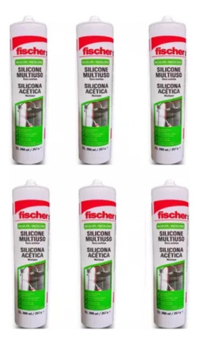 Silicona Acetica - Sellador Multiuso - 6u -  Fischer Blanca 0