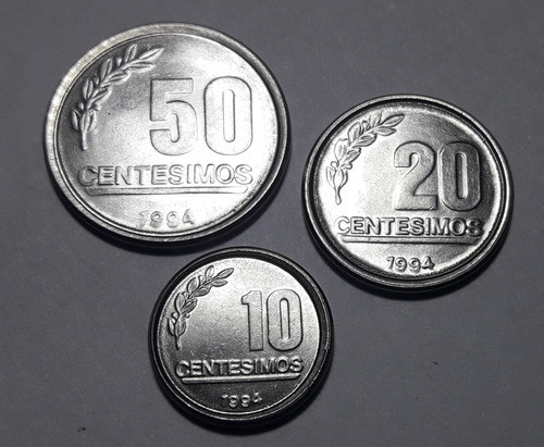 Lote Uruguay 3 Monedas 10 , 20 Y 50 Centesimos 1994 0