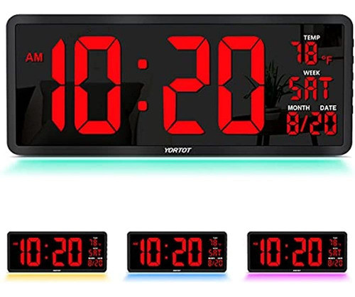 Yortot 16? Reloj De Pared Digital Grande Con Control Remoto, 0