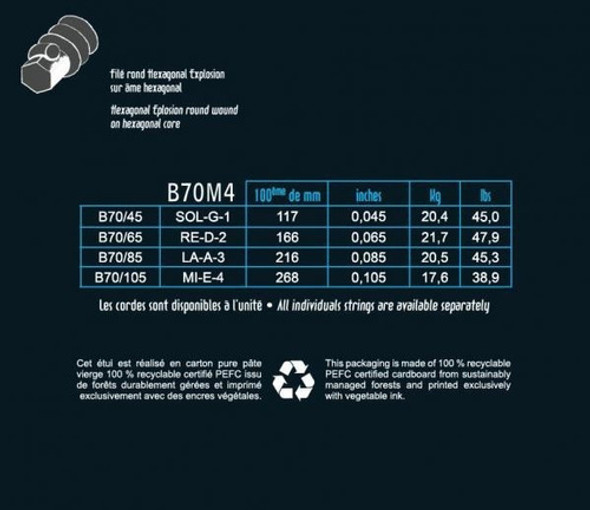 Encordado Para Bajo Savarez B70m4 Hexagonal Explosion 45-105 1