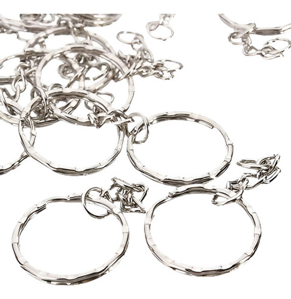 50x Keyring Blanks Joyas Llaveros Silver Tone Findings Split 0