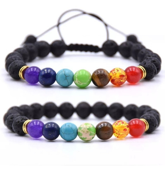 Pulcera 7 Siete Chakras Original Y Piedra Lava (energétca) 1