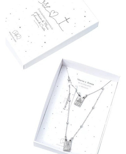 Collar Doble Cadena De Acero Tipo Escapulario 0