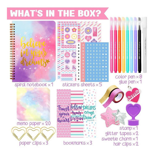 Kit De Diario Diy Para Niñas, 48 Piezas, Ideal Como Regalo 1