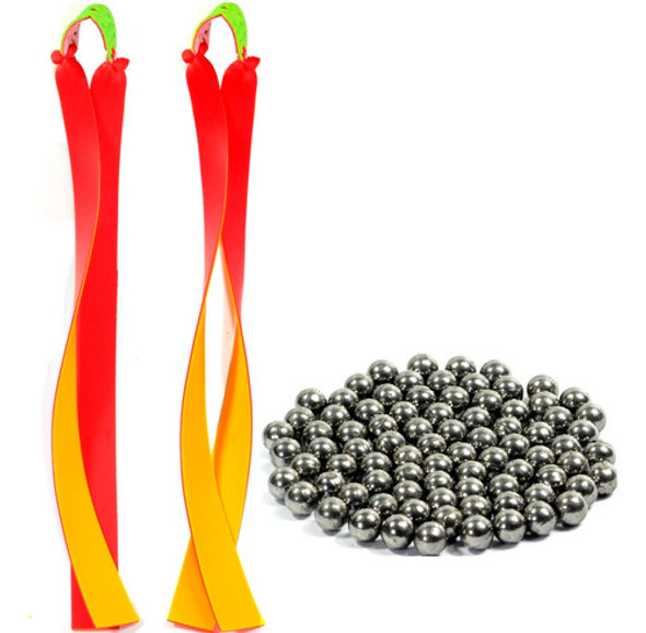 Atiradeira Estilingue Kit 2 Elásticos 1,2mm + + 500 Esferas 0