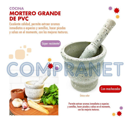 Mortero Grande Pvc, Con Machacador - 11755 1