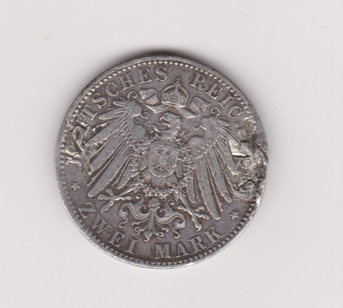 Moneda Alemania Prusia 2 Marcos Año 1901 Bueno/detalles 1