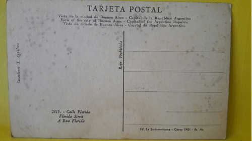 Antigua Postal De La Calle Florida Buenos Aires 1