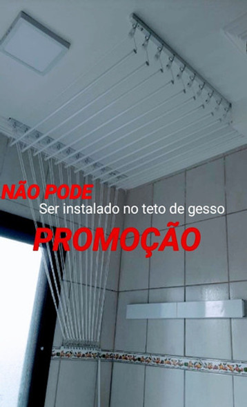 Varal De Aluminio Para Teto Com 1 Metro 10 Varetas Branco 1 Varal De Aluminio Para Teto Com 1 Metro 10 Varetas Branco 1