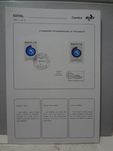 Edital 1977 Nº 2 / 3 / 4 / 6 / 7 / 8 /  Com Carimbo Fdc 1