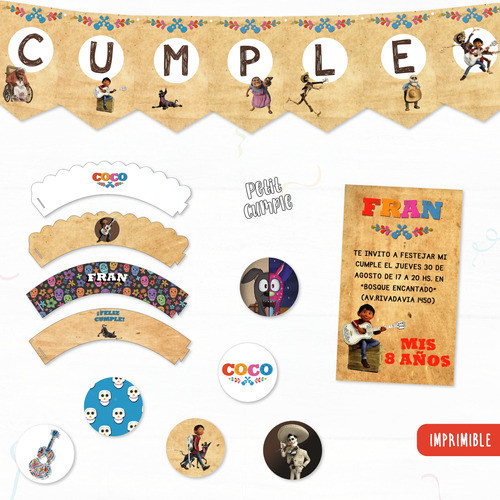 Kit Imprimible Coco Personalizado Cumpleaños (sin Candy Bar) 1