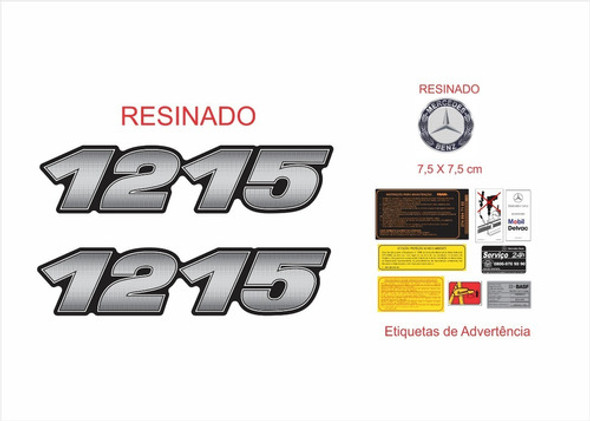 Kit Adesivo Resinado Emblema Caminhão Mercedes Benz 1215 1